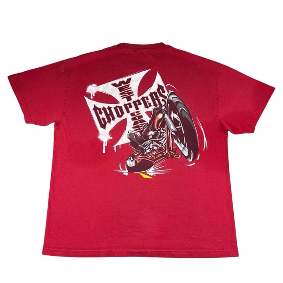 Vintage West Coast Choppers T Shirt Men's XL Jesse Who Red 90s Motorcycle Y2K - Picture 1 of 16
